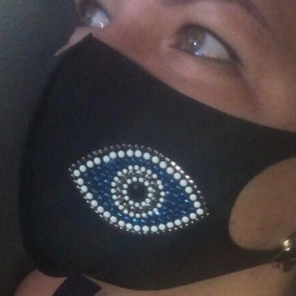 Face mask Lucky Evil eye black hand made new
